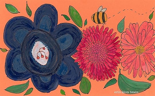 flower watercolor on orange