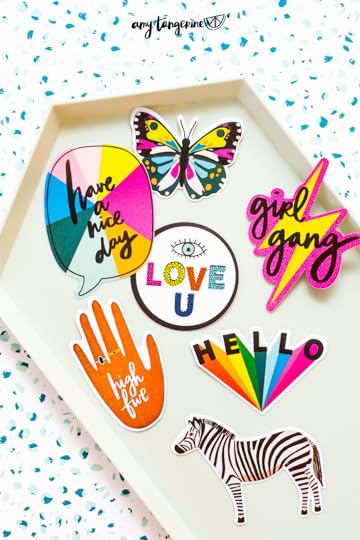 Check out these fun, NEW vinyl stickers from the Amy Tangerine Bold + Brave collection with American Crafts. They’re the perfect stickers to decorate your water bottle, laptop or any other surface! Shop the Brave and Bold collection now to get your hands on these bright, colorful scrapbooking supplies by Amy Tangerine!