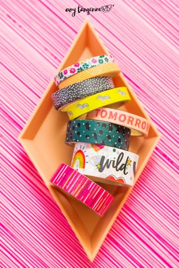 Colorful washi tape from the NEW Amy Tangerine Bold + Brave collection with American Crafts. They’re the perfect stickers to decorate your water bottle, laptop or any other surface! Shop the Brave and Bold collection now to get your hands on these bright, colorful scrapbooking supplies by Amy Tangerine!