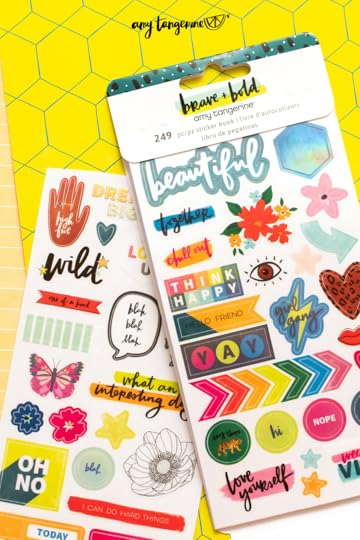 One of Amy Tangerine’s most beloved scrapbooking supplies - Sticker Books! Check out these new sticker books from the NEW Bold + Brave collection with American Crafts. These colorful stickers are the best for decorating your planner, embellishing your scrapbooking layouts and adding the perfect finishing touches to your travelers notebook pages! Shop the Brave and Bold collection now to get your hands on these bright, colorful scrapbooking supplies by Amy Tangerine!