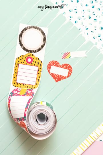 Sticker roll from the NEW Amy Tangerine Bold + Brave collection with American Crafts. Use these stickers to as gift tags, to add journaling spots to your scrapbook layouts or travelers notebook spreads! Shop the Brave and Bold collection now to get your hands on these bright, colorful scrapbooking supplies by Amy Tangerine!