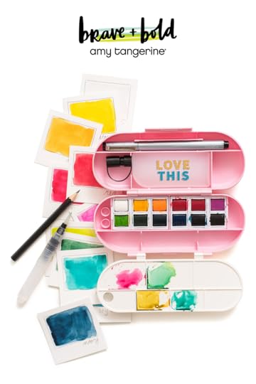 Get this NEW and UPDATED travel watercolor set from Amy Tangerine's Brave and Bold collection! Perfect for on-the-go scrapbooking, memory planning, creative brush lettering or watercoloring in your traveler's notebooks! Shop now to add this pocket watercolor set to your scrapbooking supplies!
