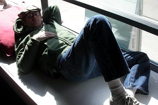 Photo of Aaron not reading.