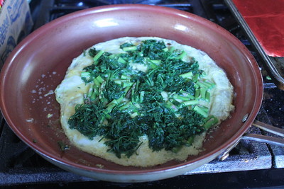 carrot greens, asparagus and eggs