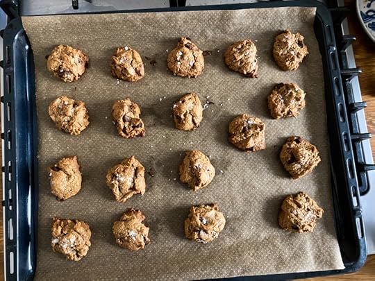 Flourless Salted Peanut Butter Chocolate Chip Cookies