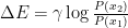 \Delta E = \gamma \log \frac{P(x_2)}{P(x_1)}