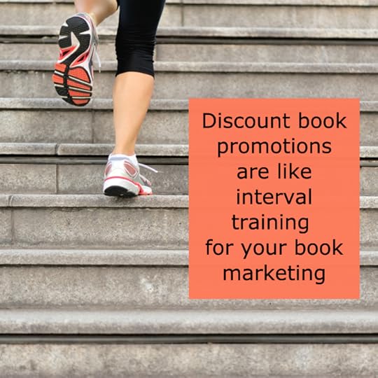 Feet running up stairs, with quote