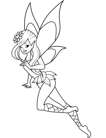 Winking Fairy coloring page | Free Printable Coloring Pages