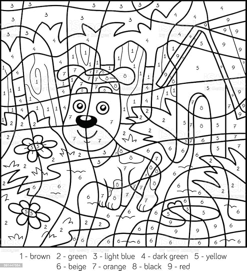 Color By Number For Children With A Dog Stock Illustration ...