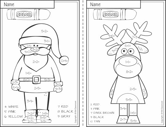 FREE Christmas Color by Number Addition within 10
