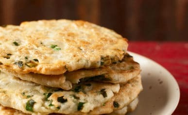 A stack of Chinese scallion pancakes