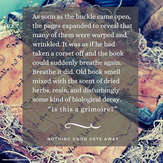 As soon as the buckle came open, the pages expanded to reveal that many of them were warped and wrinkled. It was as if he had taken a corset off and the book could suddenly breathe again. Breathe it did. Old book s.jpg