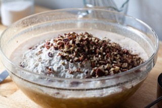 add flour and pecans