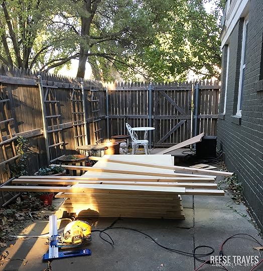 pallet of plywood to build built-in bookcases for diy project