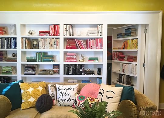 Here's the hidden bookcase door. It's on casters so it can hold more books.