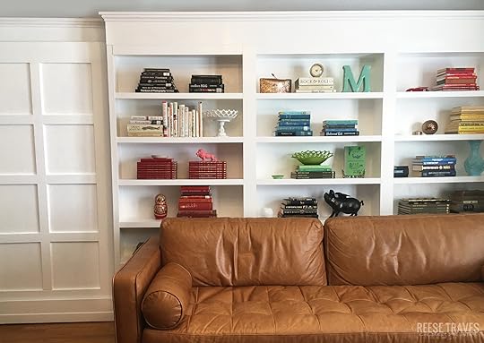 Side 2 of the built-in bookcase and the back of the hidden bookcase door.