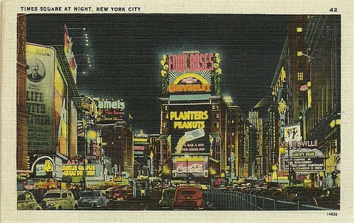 Times Square at Night, New York City, c. 1940-1941.