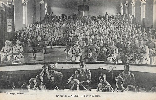French army poses in cinema during WWI
