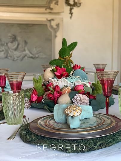 Easter Table Setting with pink florals