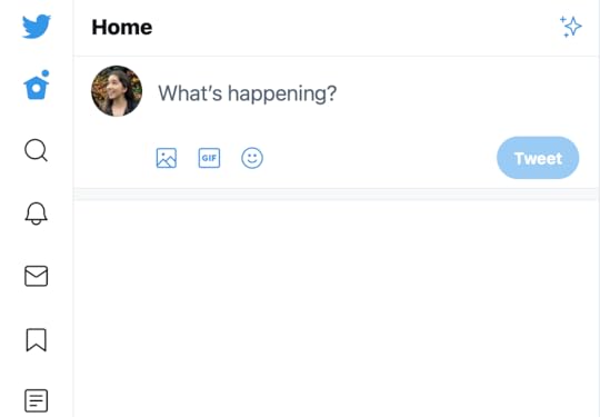Web page showing Twitter���s interface without the timeline of tweets or What���s Happening sidebar.