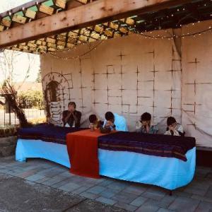 Holy week walk starts at the last supper with five male family members