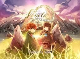 boy and girl standing in front of sunrise and rocks with Lanota banner title.