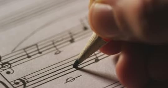 Video Close Shot Musician Person Writing Melody Notes Song Paper ⬇ Video by © hquality Stock Footage #225959104