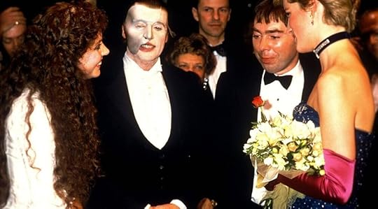 Diana with the cast of The Phantom of the Opera in The West End. I /think/ that’s baby Andrew Lloyd Webber there too.
