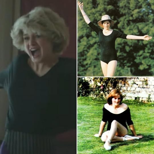 Left: Emma Corrin as Diana in The Crown. Right: Diana as a young teenager.