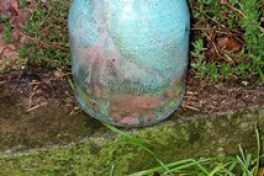Raku Vase - blue, turquoise, cooper and red