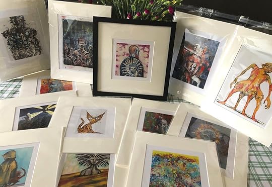 Mounted Imaginer art plates NB: plates each come with a card mount, as shown, but the fully framed one (centre) is just for illustration