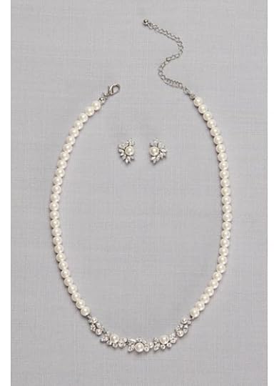 Pearl and Cubic Zirconia Necklace and Earring Set | David's Bridal