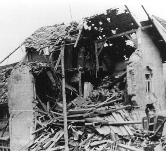 A wrecked house, Heimboldshausen, Germany, April 3, 1945