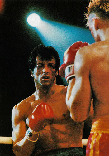 Sylvester Stallone and Dolph Lundgren in Rocky IV (1985)