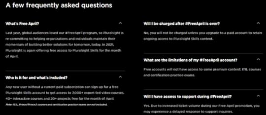 Pluralsight is Free for the entire month of April 2021