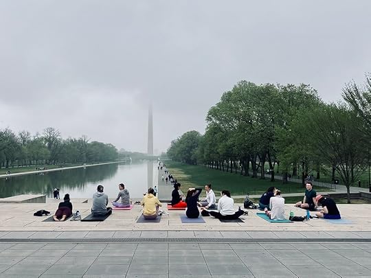 yoga on a foggy morning in DC
