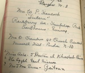 A page from Lettie Cowman's 1937 address book.