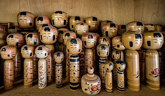 Japanese traditional folk art kokeshi dolls with various expressions, museums in japan