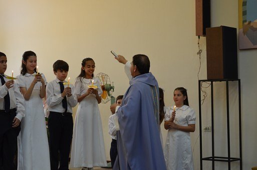 Blessing, Communion, Priest, Mass, Boys