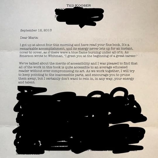 Mixed praise and wisdom from former U.S. Poet Laureate and my honorary friend, mentor, and Grampa, Ted Kooser.