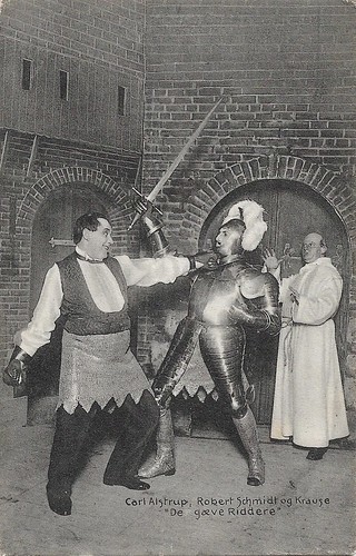 Carl Alstrup and Robert Schmidt in the play De gaeve Riddere