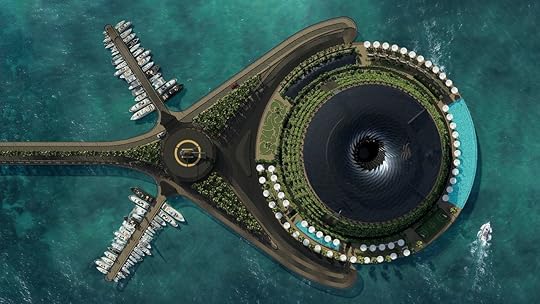 aerial shot Qatar floating hotel