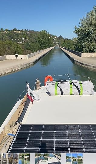 Entering a “pont canal,” like an aqueduct for boats. approaching the city of Agen. We were on a water bridge going over the Garonne River.