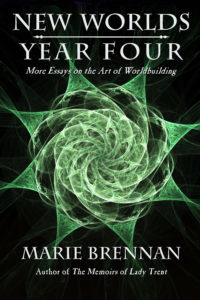 cover art for NEW WORLDS, YEAR FOUR by Marie Brennan