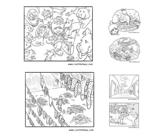Colouring pages for Lost Hallway children's book
