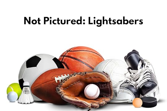 A collection of sporting goos with the caption: