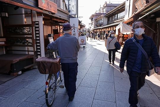 A man with his bike in Shibamata, Tokyo