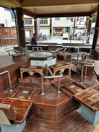 Outdoor public foot spa in Ureshino, Japan