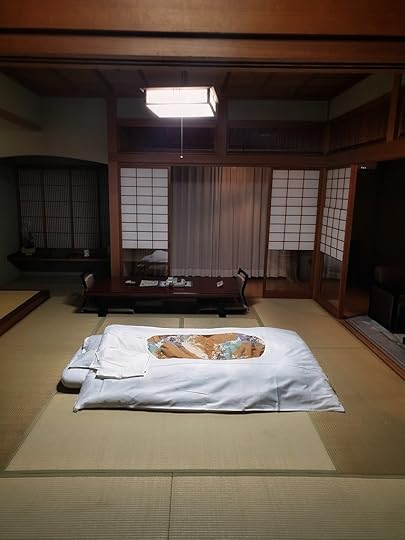 Traditional futon bed in a ryokan, Japan
