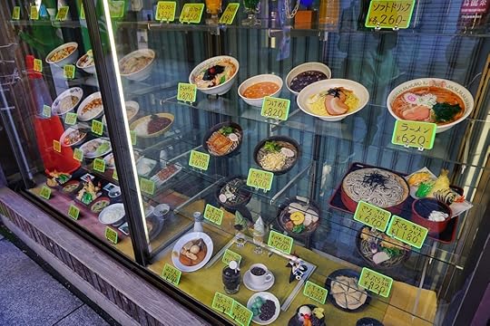 Plastic and wax display models of Japanese dishes in Shibamata, Japan